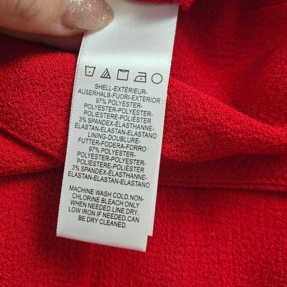 Dress the Population Red Rouge Stevie V Neck Wide Leg Belt Jumpsuit Size Medium - Picture 5 of 16